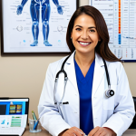 **

"A professional woman doctor in a clean, modern hospital office, wearing a fully clothed, modest lab coat and stethoscope. She is smiling warmly at the viewer. Background includes medical charts and equipment. Safe for work, appropriate content, perfect anatomy, correct proportions, professional, family-friendly, well-formed hands, proper finger count, natural pose, high quality."

**