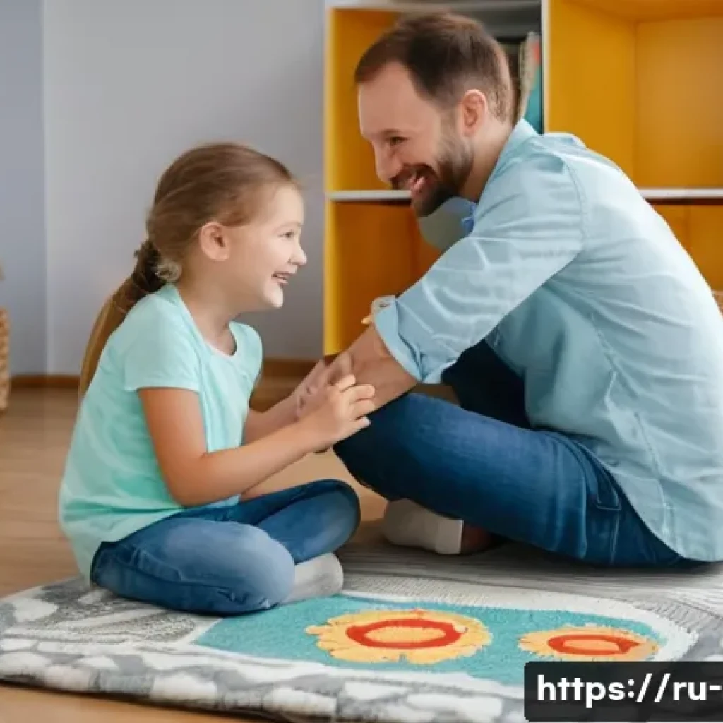 청각장애 언어치료 - A heartwarming scene of a loving Russian family in their home. A mother and father, both dressed in ...