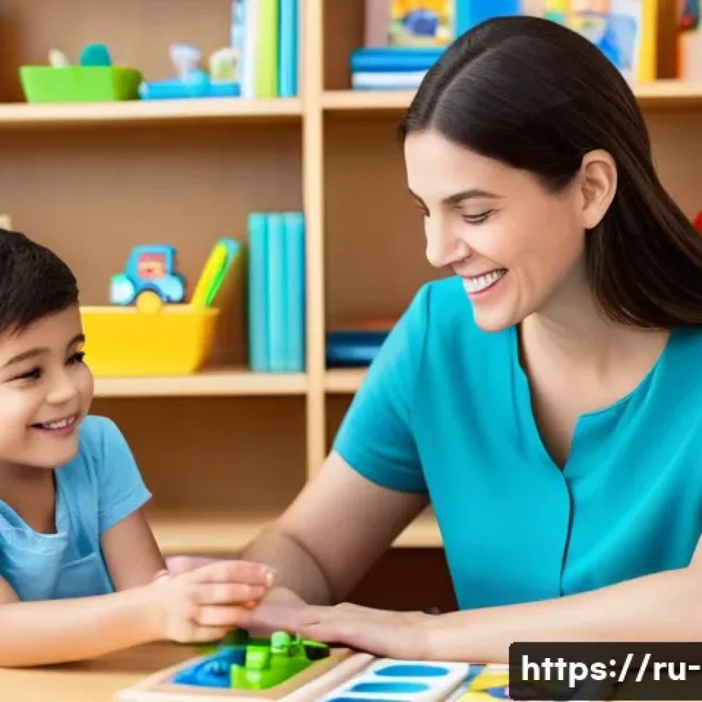 음성 치료 - **Modern Speech Therapy with a Child:** A warm and inviting image of a female speech therapist, appr...