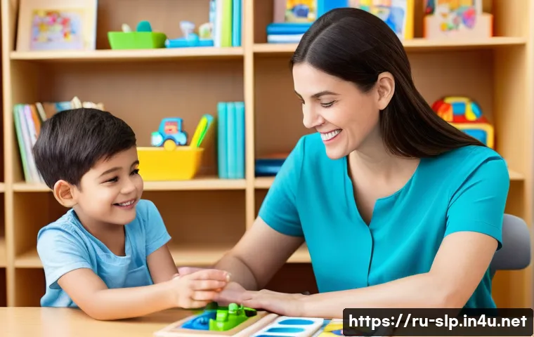 음성 치료 - **Modern Speech Therapy with a Child:** A warm and inviting image of a female speech therapist, appr...